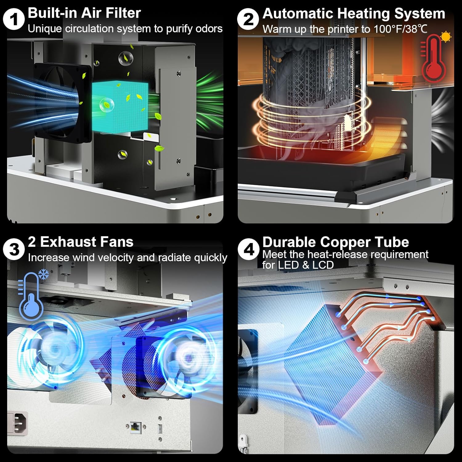 MateForm Air 4 Resin 3D Printer, Ultra-High Precision LCD Printer with 14.85μm Resolution, Industrial Grade MSLA Printer with Heater & Air Filter, Large Build Volume 8.98 x 5.05 x 9.84 Inch