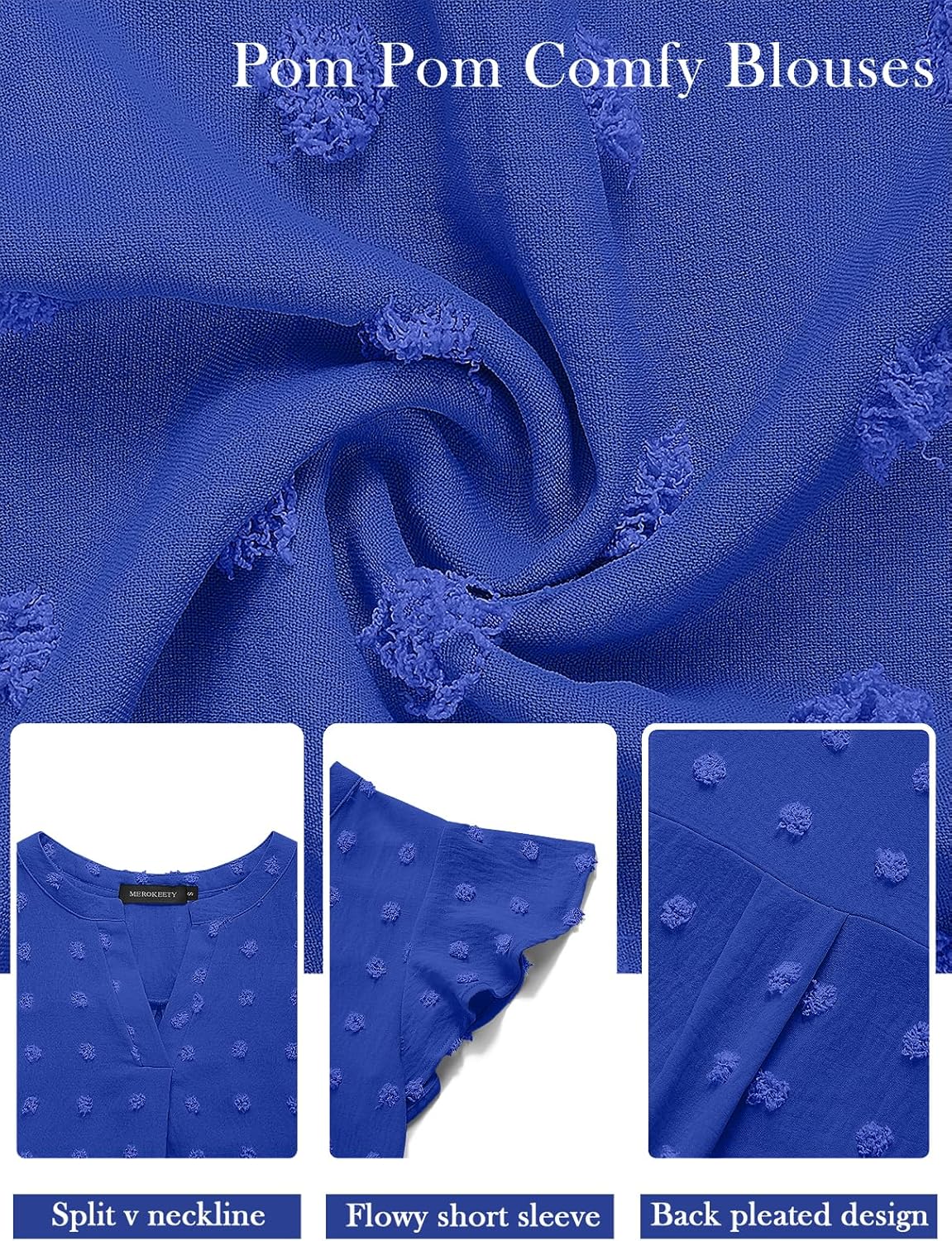 MEROKEETY Women's 2026 Spring V Neck Ruffle Short Sleeve Blouse Summer Swiss Dot Dressy Casual Flowy Shirt Tunic Top - Image 5