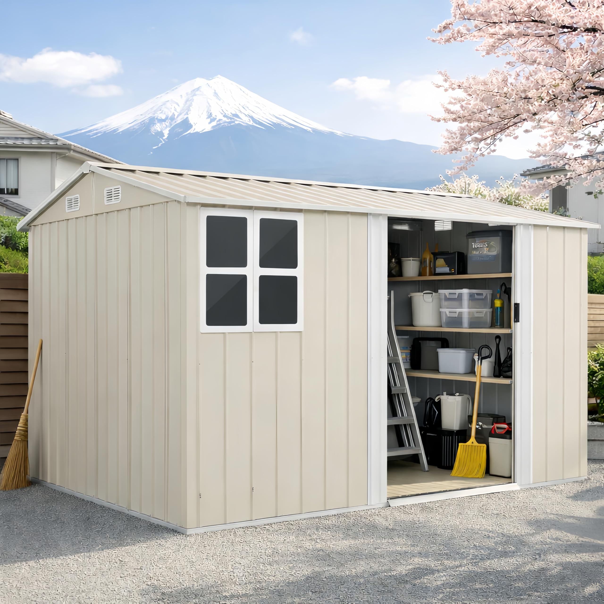 Amazon | 大型 物置 屋外 スチール製 幅290×奥行232×高さ195cm 防水 防 Amazon | 大型 物置 屋外 スチール製 幅290×奥行232×高さ195cm 防水 防