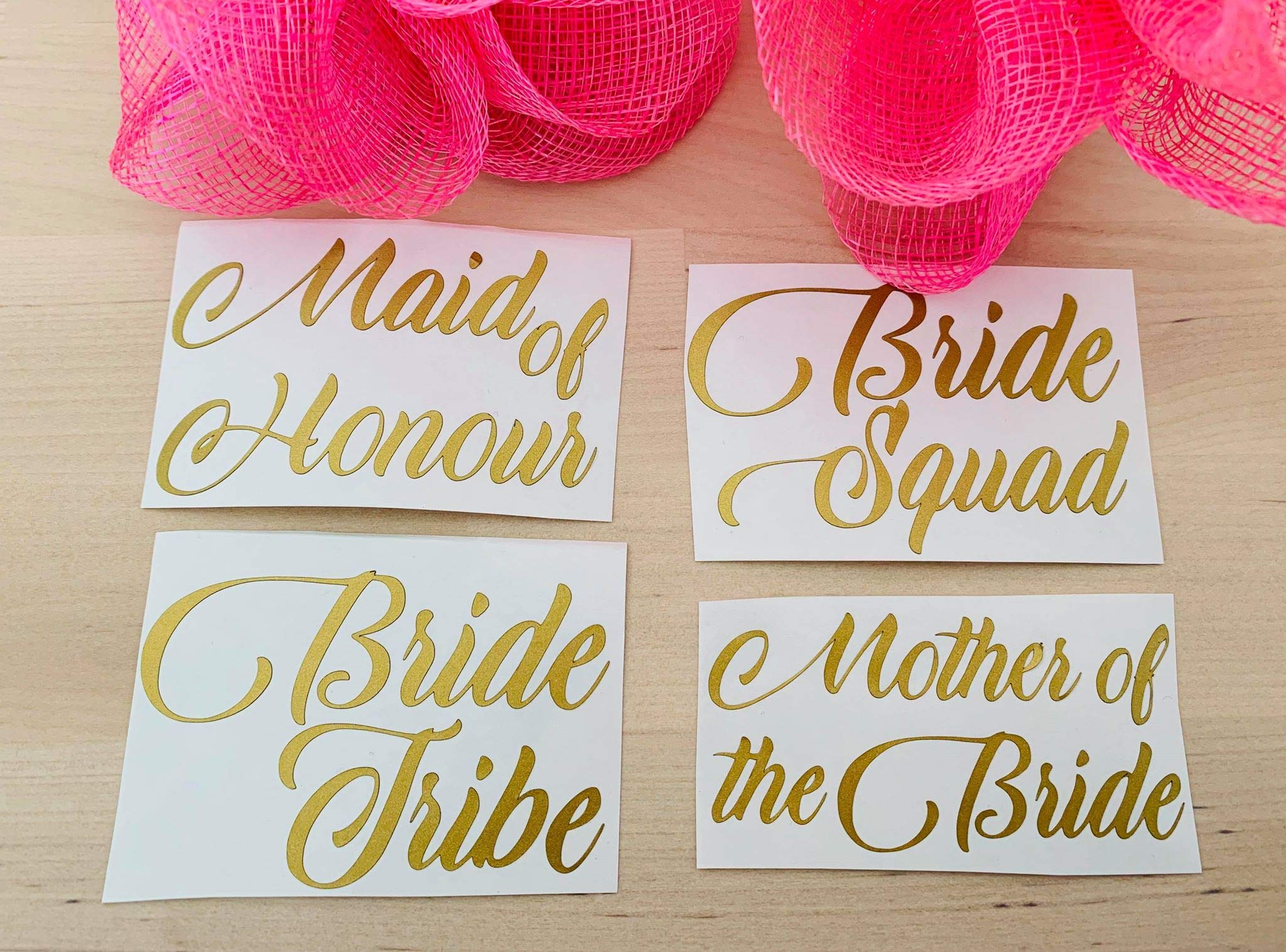 Murrielle Ltd Gold Decal Label For Wedding Party Champagne Flutes Glasses/Wine Glasses Matt (Bridesmaid)