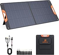 Vista 10 de Panel solar portátil de 100 W con cable 5 en 1, 23.5 % de eficiencia, cargador solar plegable mono para Jackery 300/Ecoflow River/Anker Solix