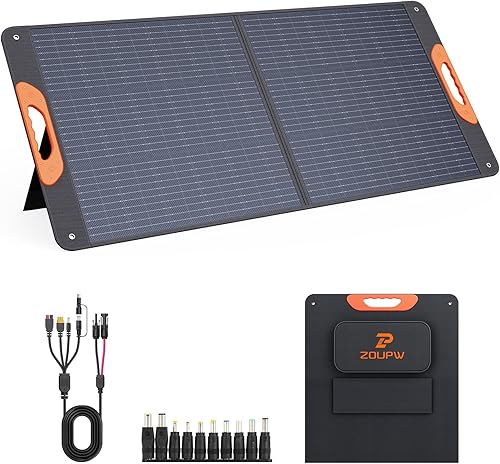 Miniatura 10 de Panel solar portátil de 100 W con cable 5 en 1, 23.5 % de eficiencia, cargador solar plegable mono para Jackery 300/Ecoflow River/Anker Solix
