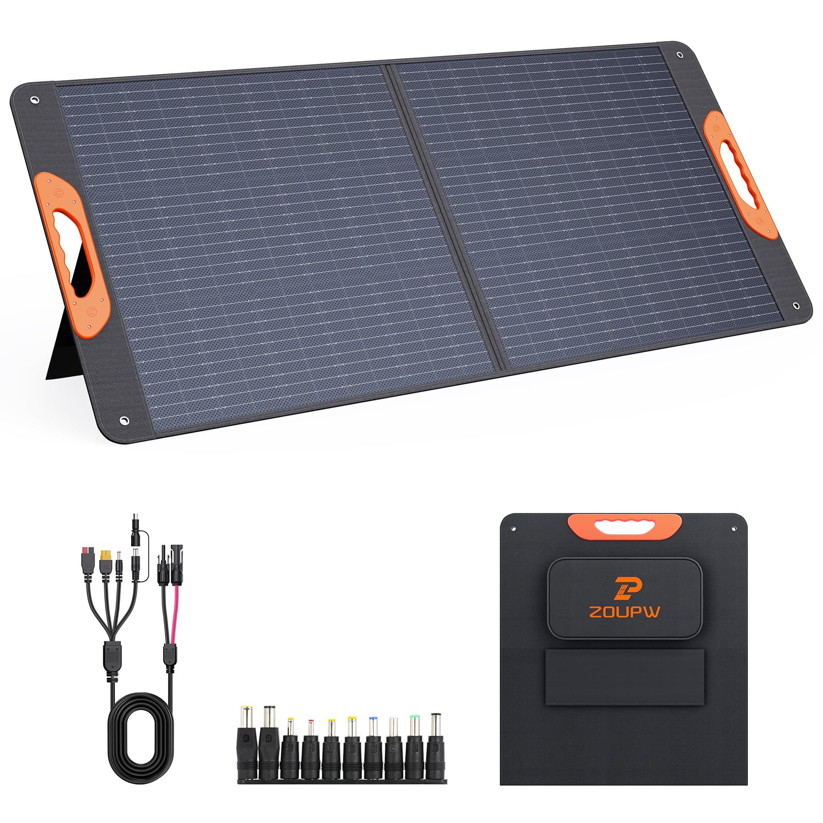110 Watt Portable Solar Panel,Gifts for Men,18.6V Foldable Solar Panel Charger for Power Station 23.5% High Efficiency IP67 Waterproof 2 Kickstands for Camping RV Offgrid Living