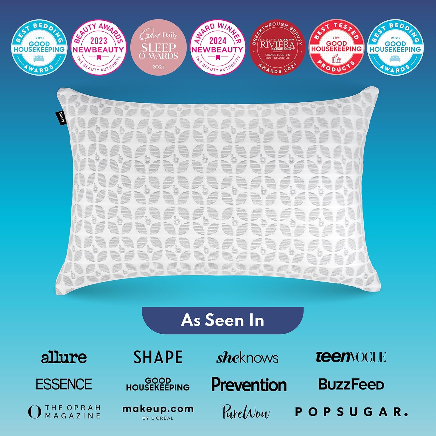 BLISSY Adjustable Memory Foam Pillow with Cooling Technology (Queen Size) - Oeko-TEX & CertiPUR-US