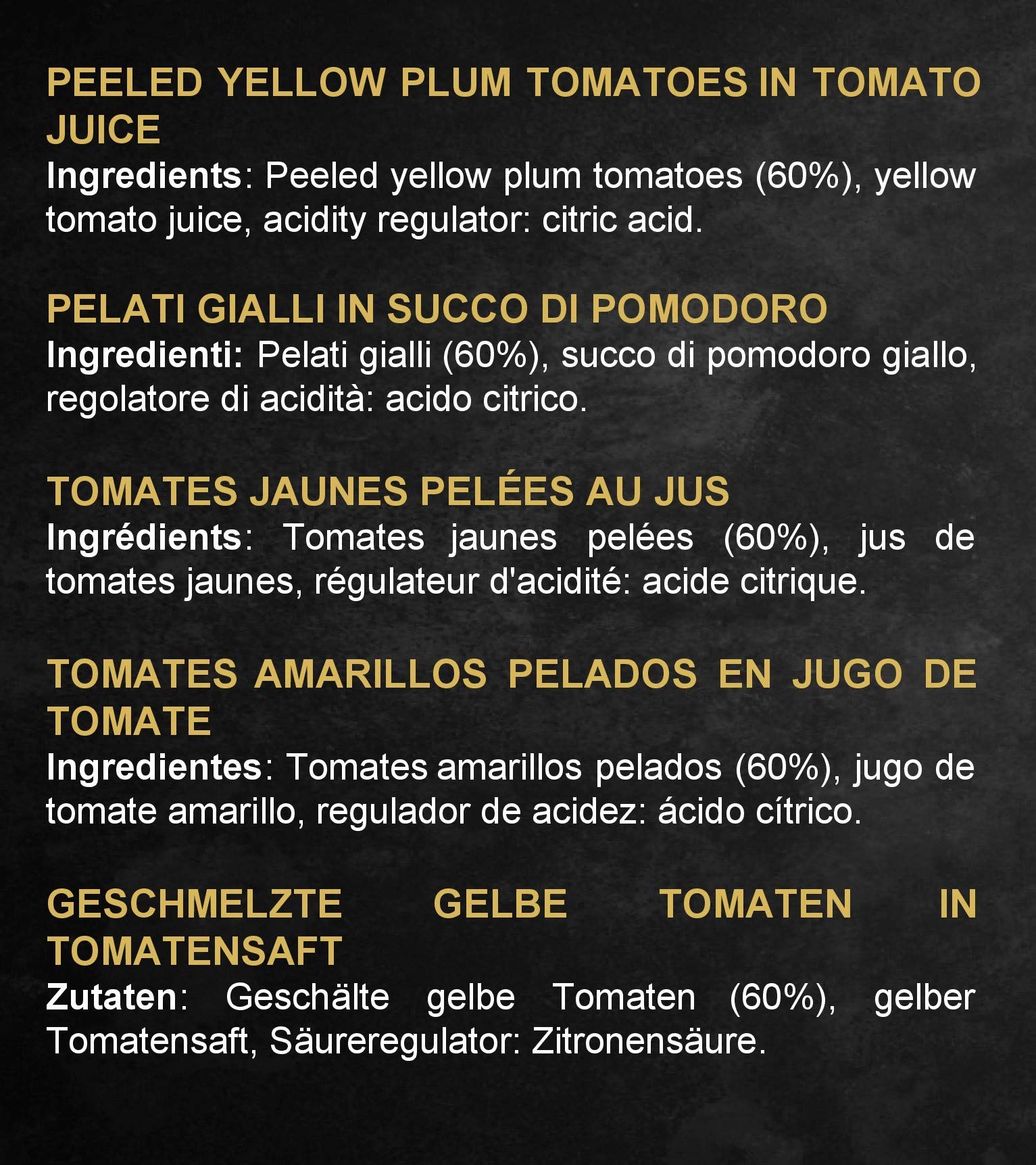 Coppola Pelati Gialli, Tomates Pelados Amarillos - Sin sal añadida 400g (Caja de 12)