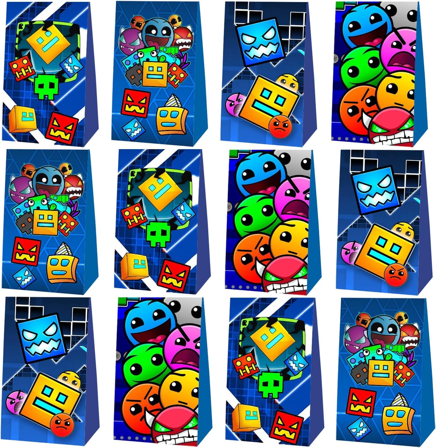 Kuailaihai 12pcs For Geometry Aesthetic Dash Party Gift Bags,Birthday Party Supplies Bags for Birthday Party Decorations.