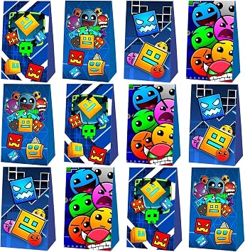 Kuailaihai 12pcs For Geometry Aesthetic Dash Party Gift Bags,Birthday Party Supplies Bags for Birthday Party Decorations.