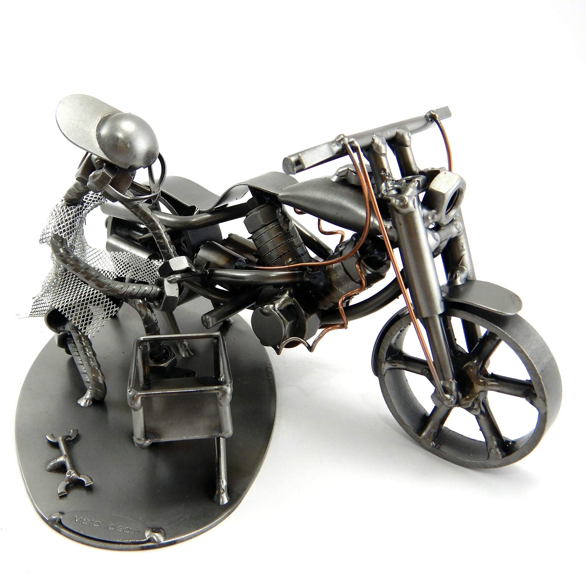 MECCANICO MOTO IN METALLO CON VITI BULLONI CHIODI DI METAL IDEA - IDEA REGALO ORIGINALE - 100% ARTIGIANALE - MADE IN ITALY - PERSONALIZZABILE