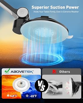AboveTEK Tablet Stand Holder for Desk & Bed Bundle with iPad Suction Mount, Phone Tablet Stand Holder with Suction Cup Fits 4-11 Tablet/Phone/iPad mini/Air