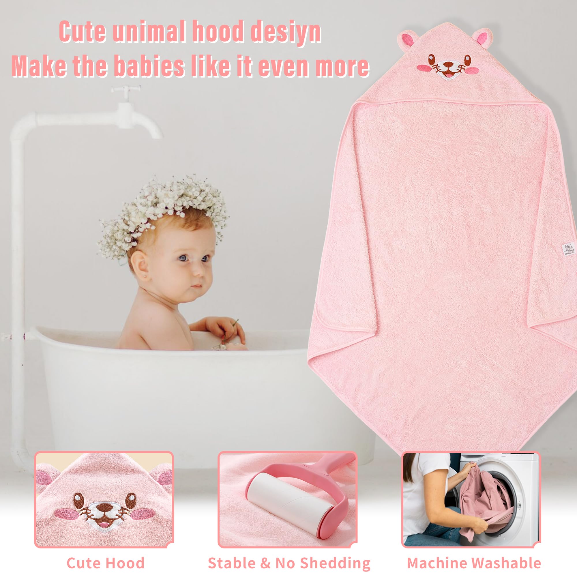 Yaiseiko Juego de 6 toallas de baño con capucha, suaves y absorbentes, con capucha, para recién nacidos, recién nacidos, bebés (80 x 80 cm)