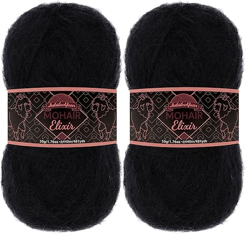 Vista 148 de JubileeYarn Mohair Elixir Yarn - 50 g/madeja Lana mezcla para bebé - Mimosa - 2 madejas 04 Mimosa