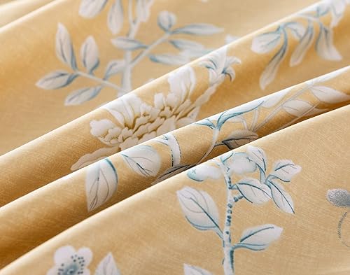 Miniatura 10 de Windflower Bedding Bloomfield - Juego de funda de edredón floral de 3 piezas, algodón botánico, naturaleza, vides, ramas, pájaros, mariposas, flores