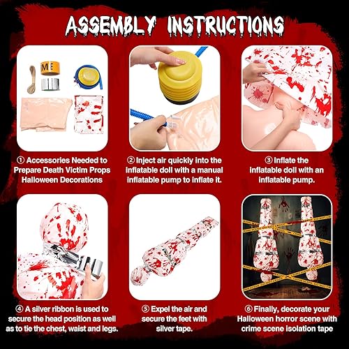 Miniatura 3 de Liliful Decoraciones de Halloween inflables para exteriores, accesorios para víctimas de cadáveres muertos, espeluznante, decoración de patio, bolsa