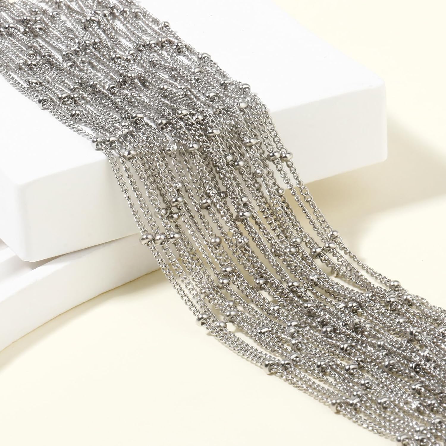 24PCS Curb Satellite Necklace for Jewelry Making 2MM Stainless Steel Curb Link Chains Bulk for DIY Necklace - Image 2