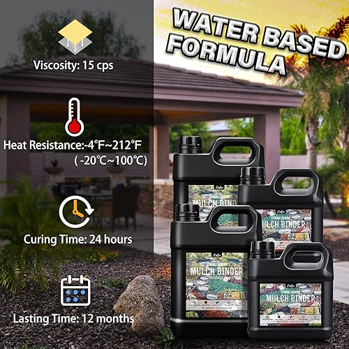 Miniatura 5 de Pegamento de mantillo  Carpeta adhesiva de grava de mantillo de 1 galón con aplicador para paisajismo, jardín, no tóxico, listo para usar, pegamento