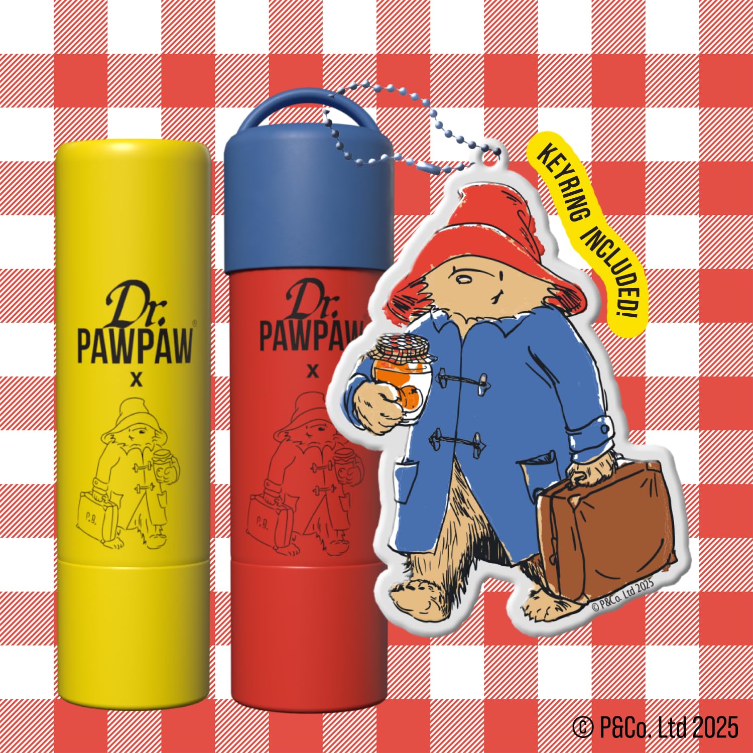 Dr.PAWPAW x Paddington Original and Strawberry Jam Lip Balm Duo 2 x 4g with Paddington Keyring - Image 2