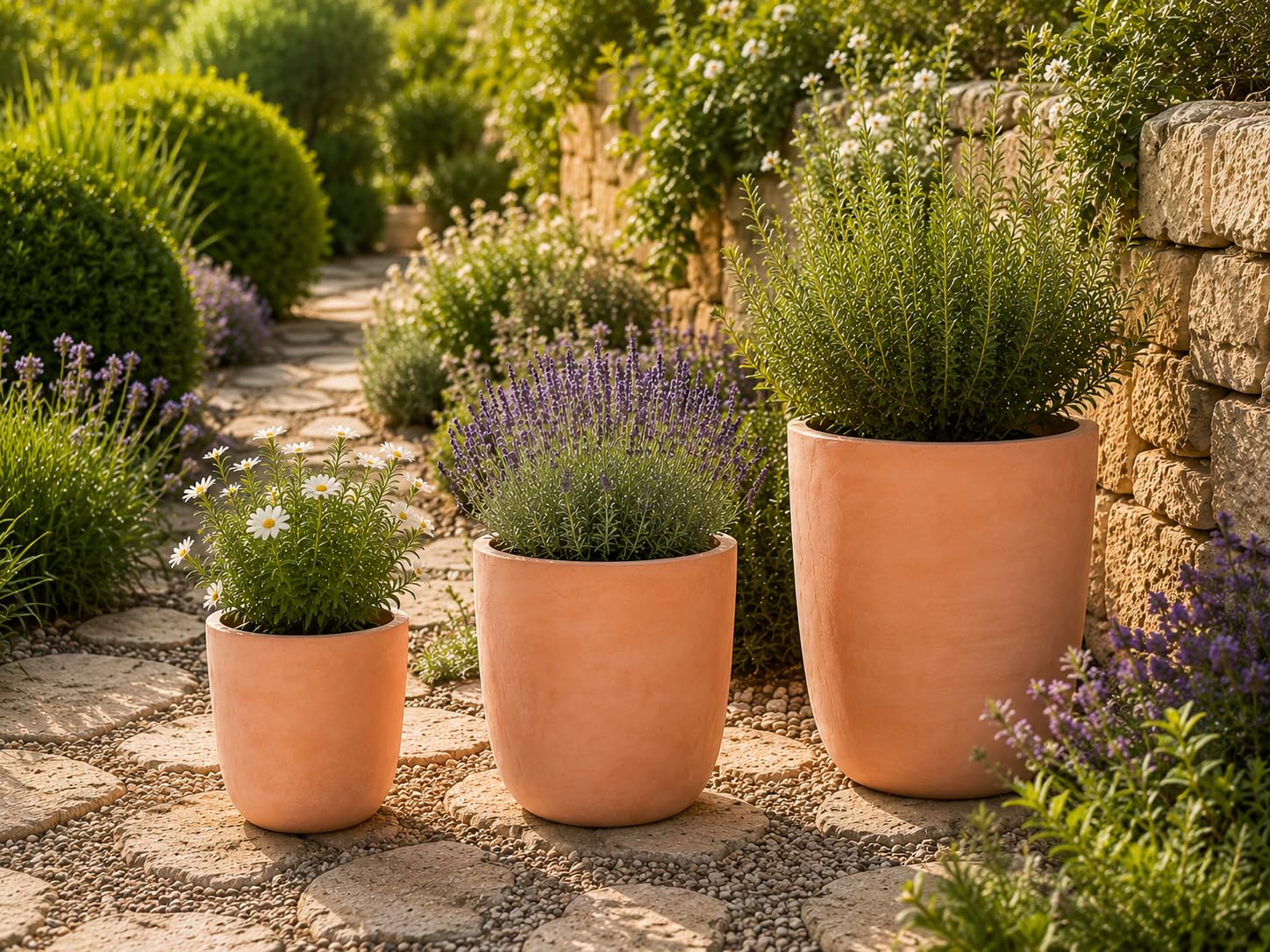 Terracotta Pflanzkübel Handgemacht Blumentopf Blumen Vase 3 Größen Garten mediterran Ton Topf für außen & innen (Ø 41 cm)