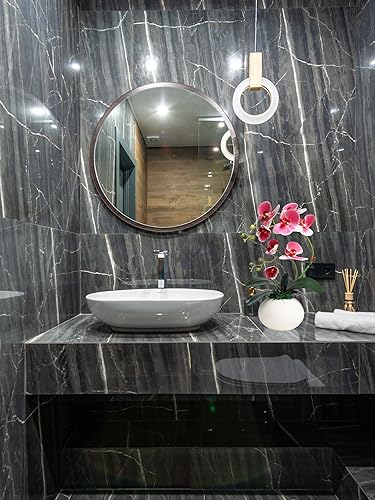 Miniatura 5 de Modernas orquídeas artificiales rosas de 17 pulgadas en jarrón, plantas falsas, arreglos florales, centros de mesa para comedor, hogar, oficina,