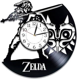 Kovides Link 12 Inch Clock The Legend of Zelda for Man Video Game Handmade Clock Zelda Vinyl Record Wall Clock Video Game Original Home Decor Birthday Gift Idea for Gamer