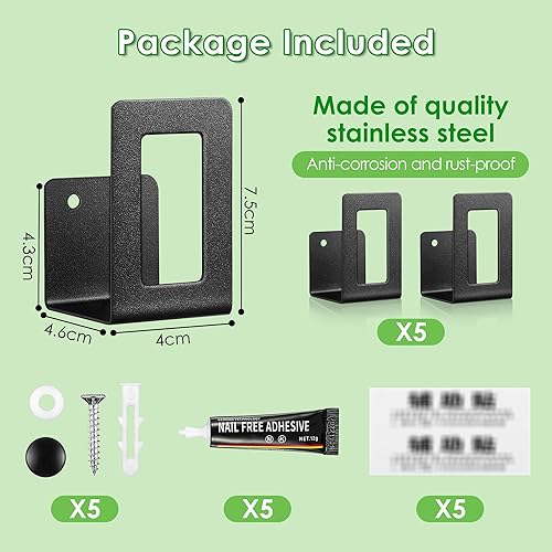 Miniatura 3 de 5 pares de organizadores de tapas de olla para puerta de gabinete, soporte de tapa de olla de acero inoxidable perforable y adhesivo, soportes