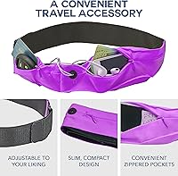 Vista 6 de Athlé - Cinturón para correr para ejercicio y viajes, dos bolsillos elásticos para la mayoría de teléfonos, billetera, tarjetas y más, clip