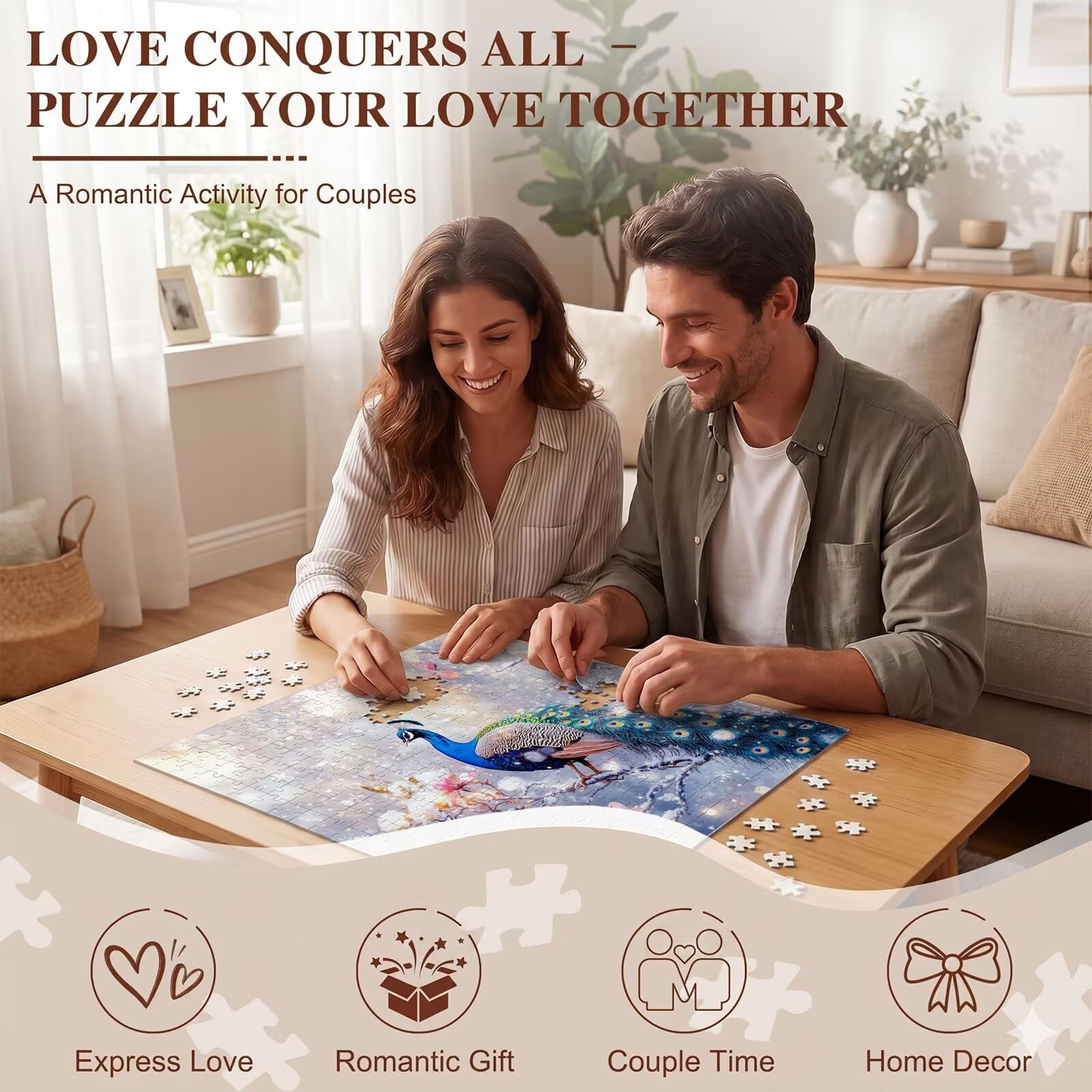 Puzzle 6000 Pezzi Classici, Puzzle Pavone fiore 179 x 105 cm, Gioco Educativo e Antistress in Legno con Poster Incluso, Ttività DIY per Famiglia, Regalo per Appassionati, Decor Parete Casa, f0-590