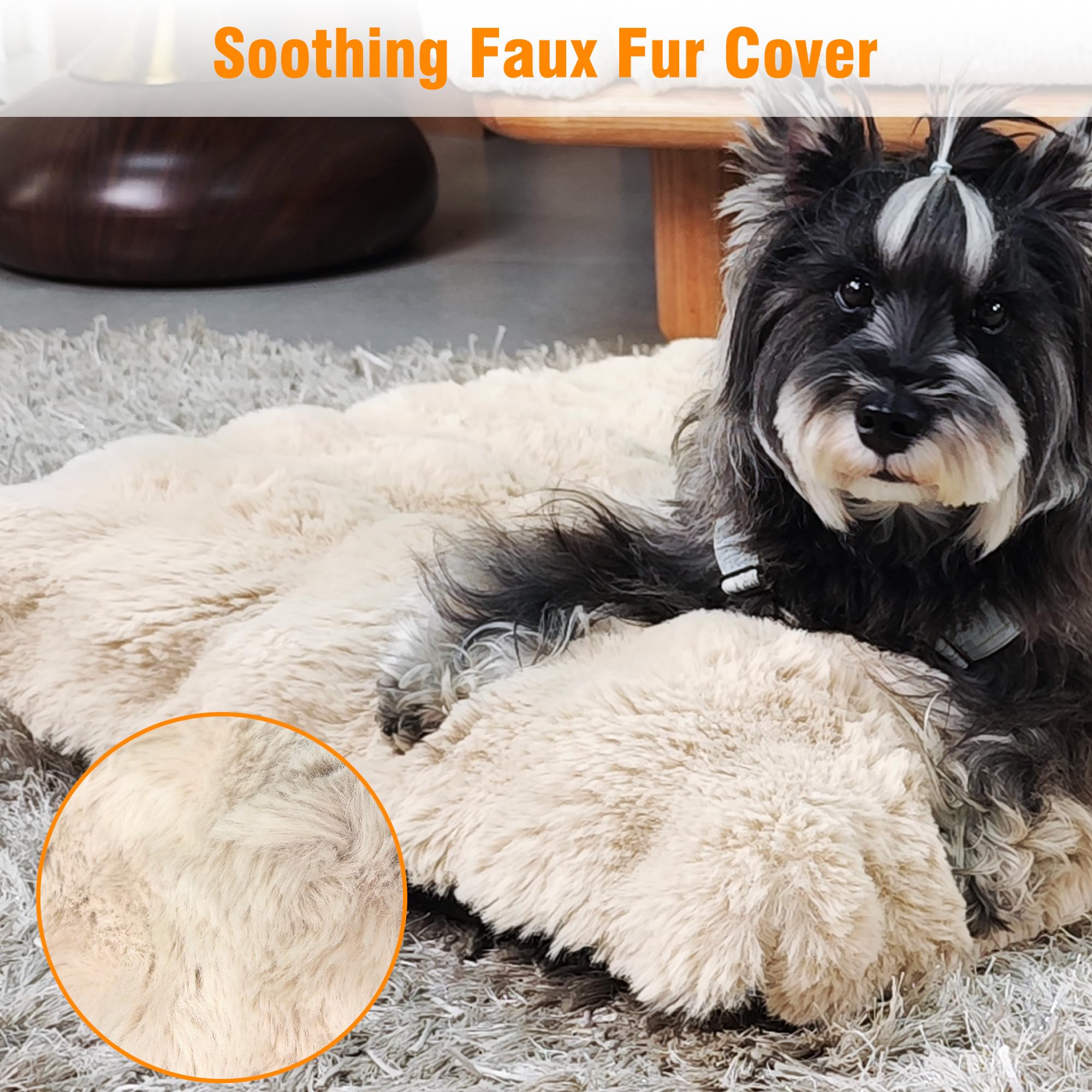 BingoPaw Cuccia per cani Taglia Grande: Lettino cani Sfoderabile Lavabile Materassino cane Impermeabile, Cuscino Soffice Morbido Peloso Antiscivolo per animali domestici 90x60x10 cm, Beige