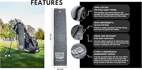 Miniatura 18 de Mulligan Divertida toalla de golf para hombres o mujeres, regalos de golfista, toalla de golf bordada triple para bolsas de golf, accesorios