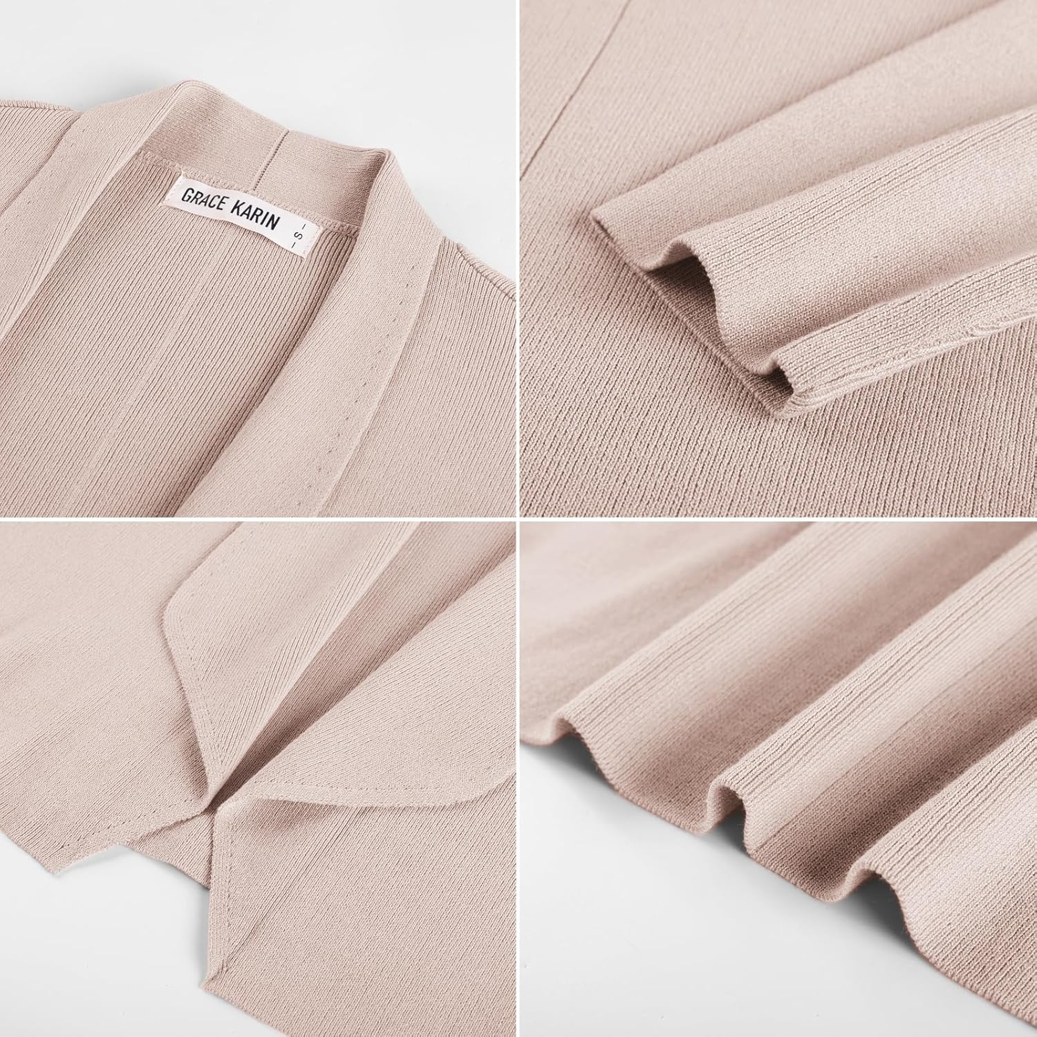 GRACE KARIN Womens Cropped Sweater Blazer Lightweight Cardigan Dressy Work Long Sleeve Shrug Knit Blazer Business Casual - Image 6