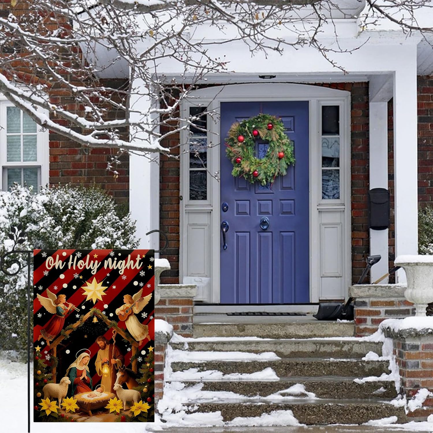 Christmas Holy Night Garden Flag 12×18 Inch outdoor Double Sided Jesus Christian Yard flag for Xmas Winter Farmhouse Seasonal Decor - Image 7