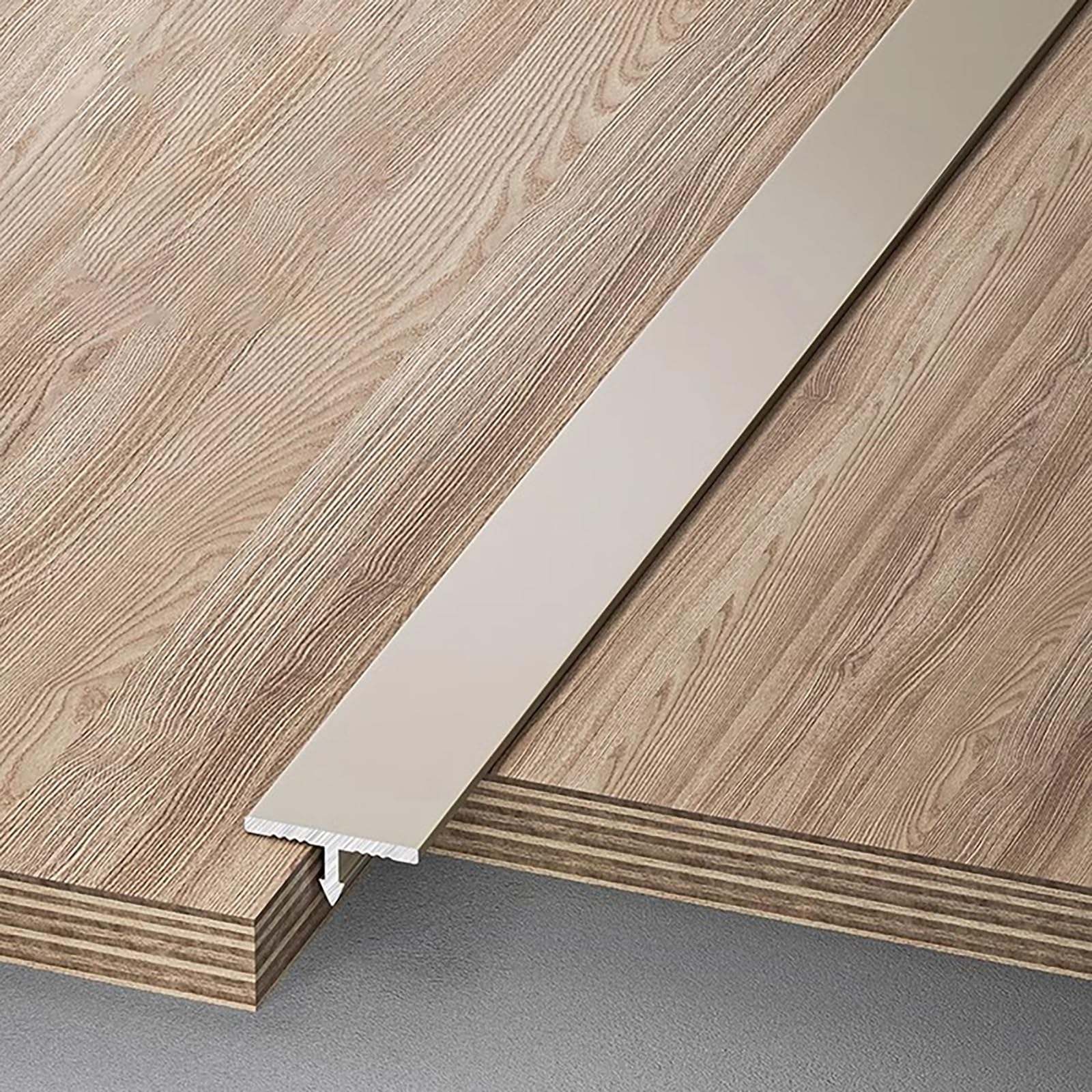 Perfil De Transición En T Para Suelos Laminados Y Parquet, Umbral De Puerta 100cm, Paquete De 3, Riel Sin Juntas Para Transición De Suelos, Borde De Puerta Y Umbrales(High-End-Grau,Breite: 12m