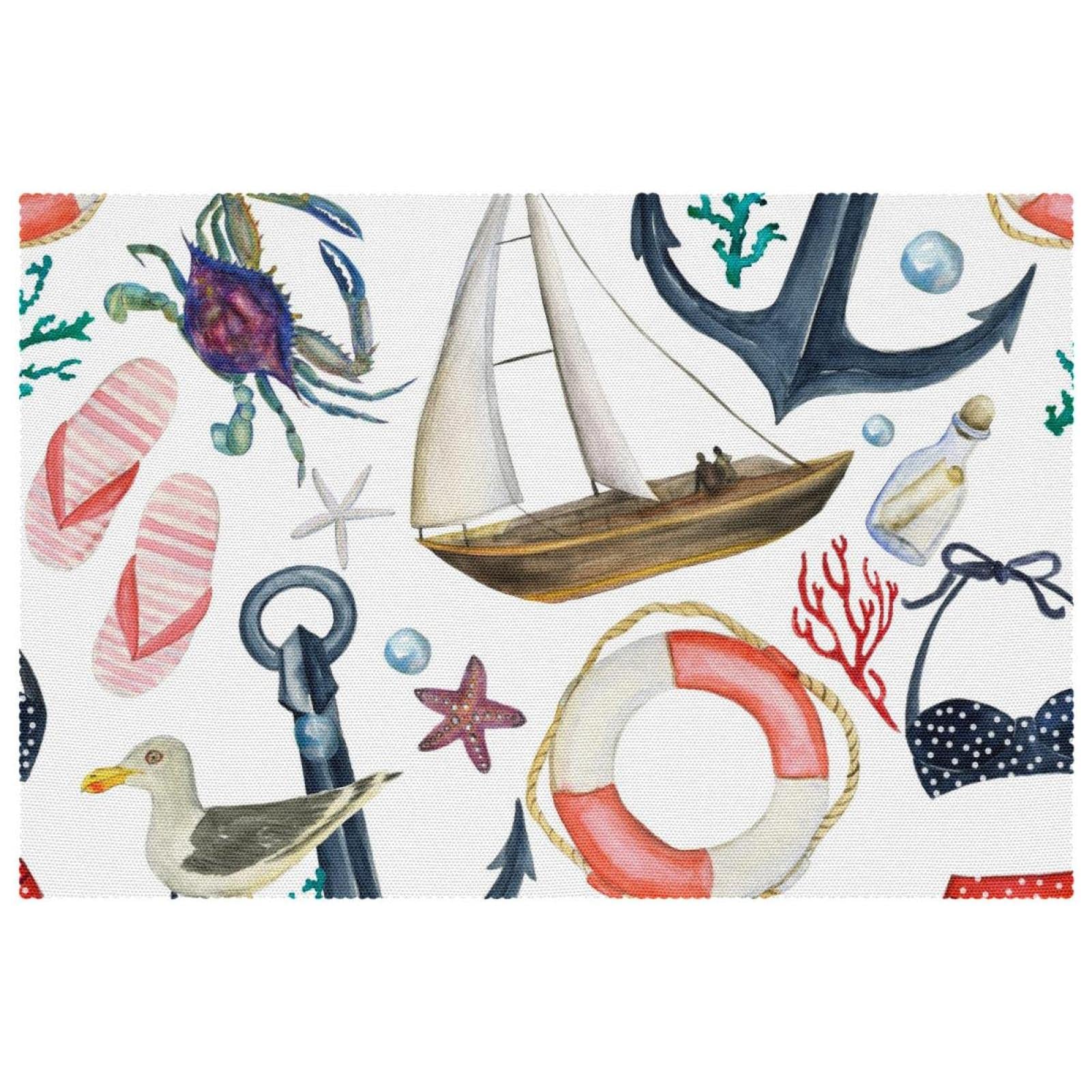 Set de table antidérapant Anchor Lifebuoy Jackdaw résistant à la chaleur lot de 6