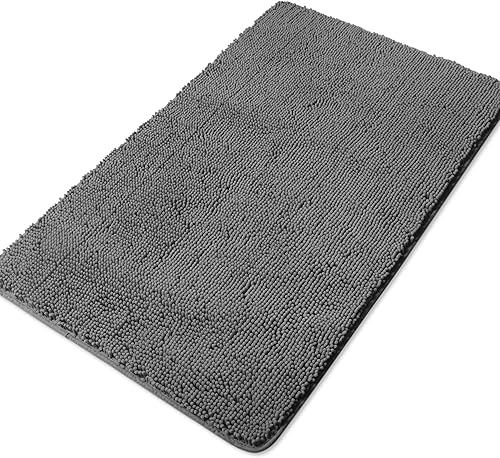 Miniatura 108 de Yeaban Alfombras de baño gris oscuro – Gruesas alfombras de baño de chenilla | Alfombras de baño absorbentes y lavables antideslizantes, alfombras
