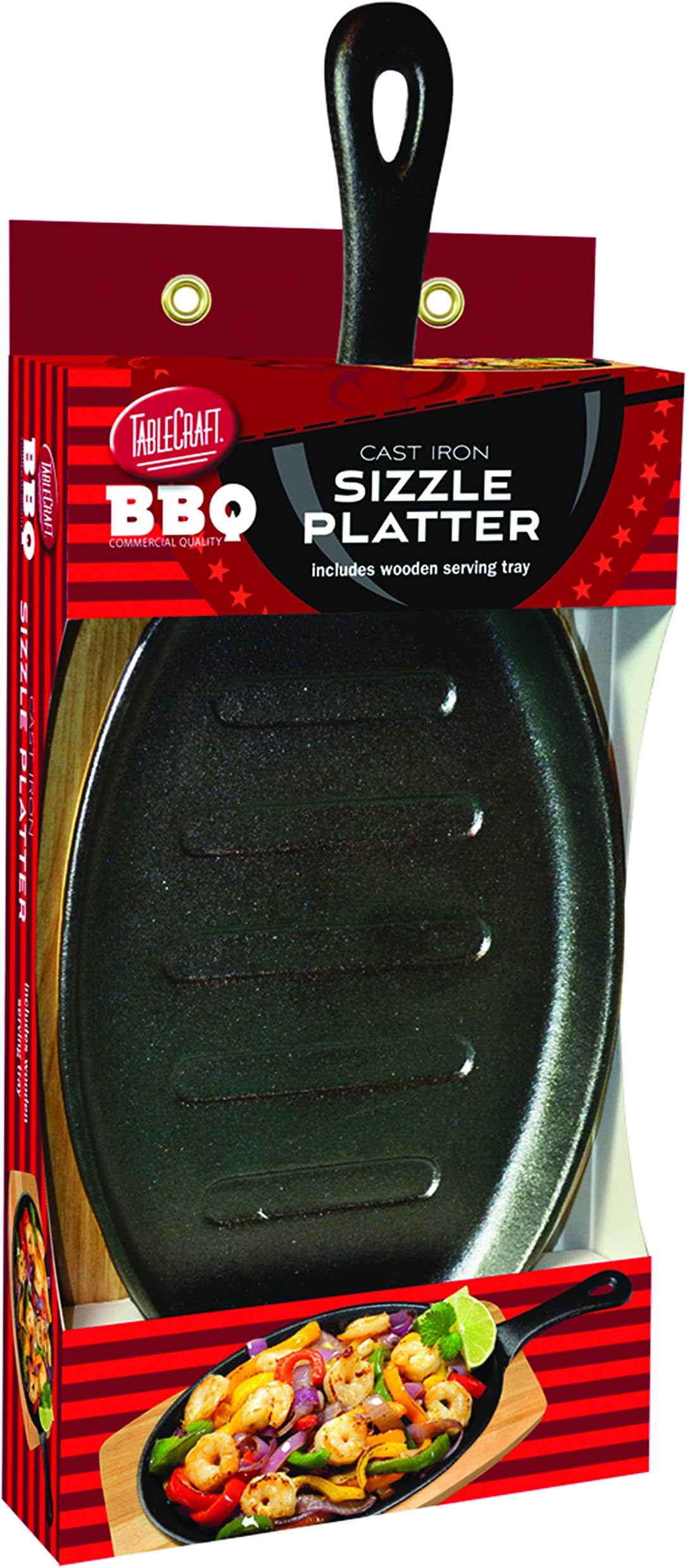 Amazon.com: Mr. Bar-B-Q Premium Cast Iron Fajita Skillets Set, Pre ...