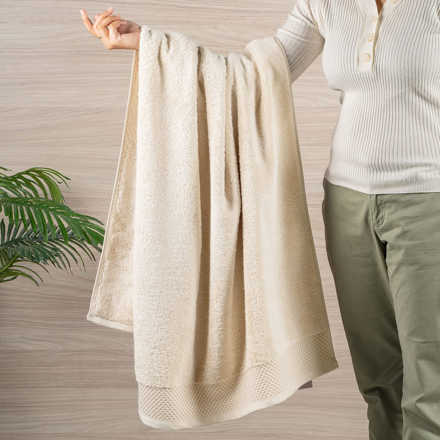 Spread Spain Towels for Bath, Micro Modal Towels for Bath Large Size, His & Her Bath Towel, Super Absorbent & Soft, 750 GSM, 1 Piece Bath Towel for Men/Women, 70 cms x 150 cms - Light Beige-image-34