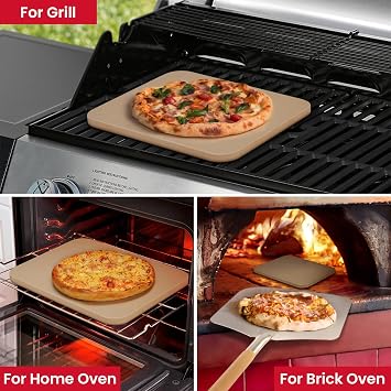Unicook 15 x 12 Inch Pizza Stone for Oven and Grill, Rectangular, 6 Lbs