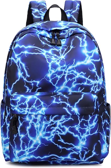 Ecohaso 15.6Inch Starry Lightning Stylish Backpack Travel Rucksack School Bags for Teenager Girls Boys Students Outdoor Hiking Camping Weekend Backpack (Blue Blue)