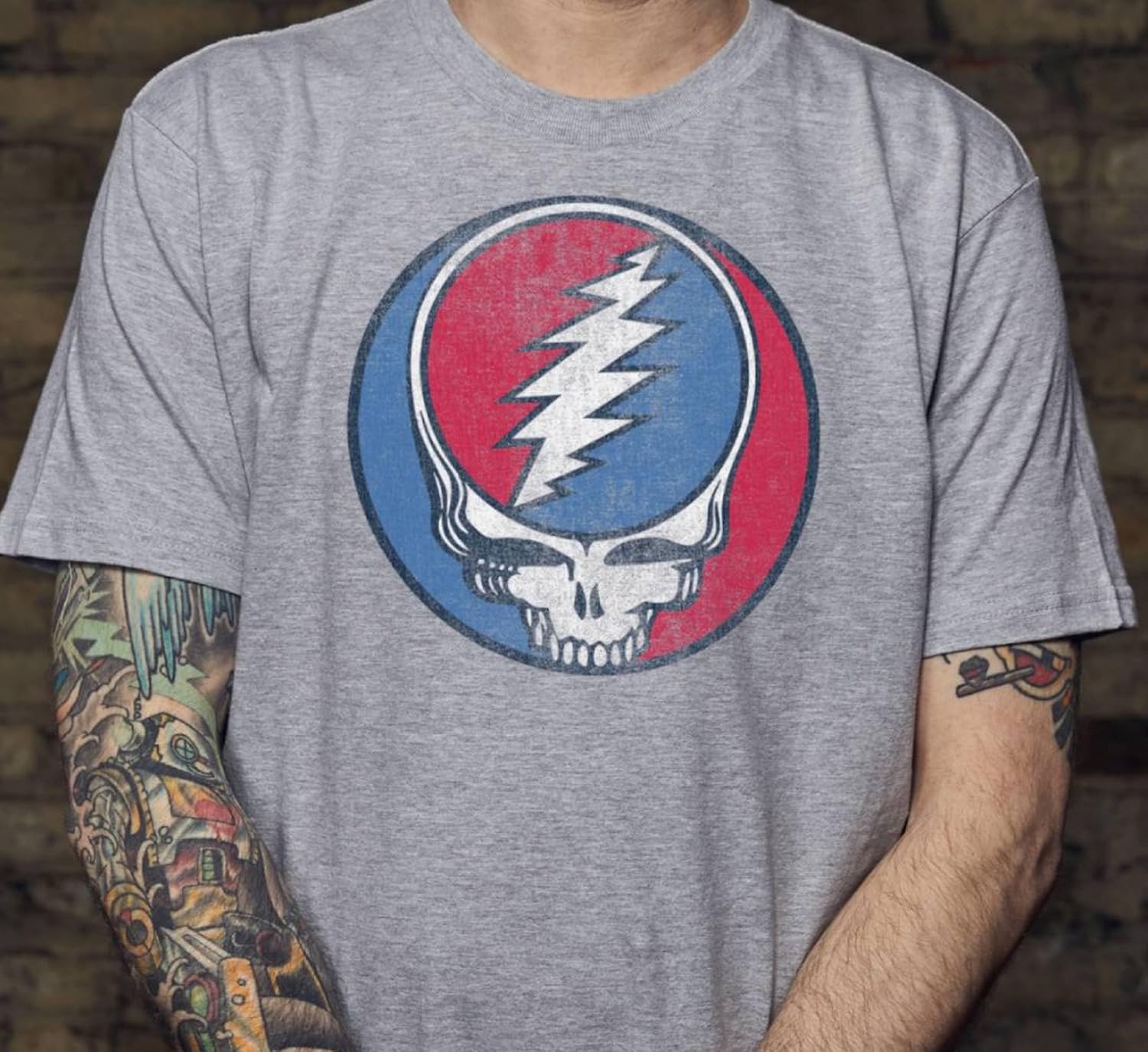Ripple Junction Grateful Dead Men's Short Sleeve T-Shirt Steal Your Face Distressed Stealie Vintage SYF Officially Licensed - Image 3