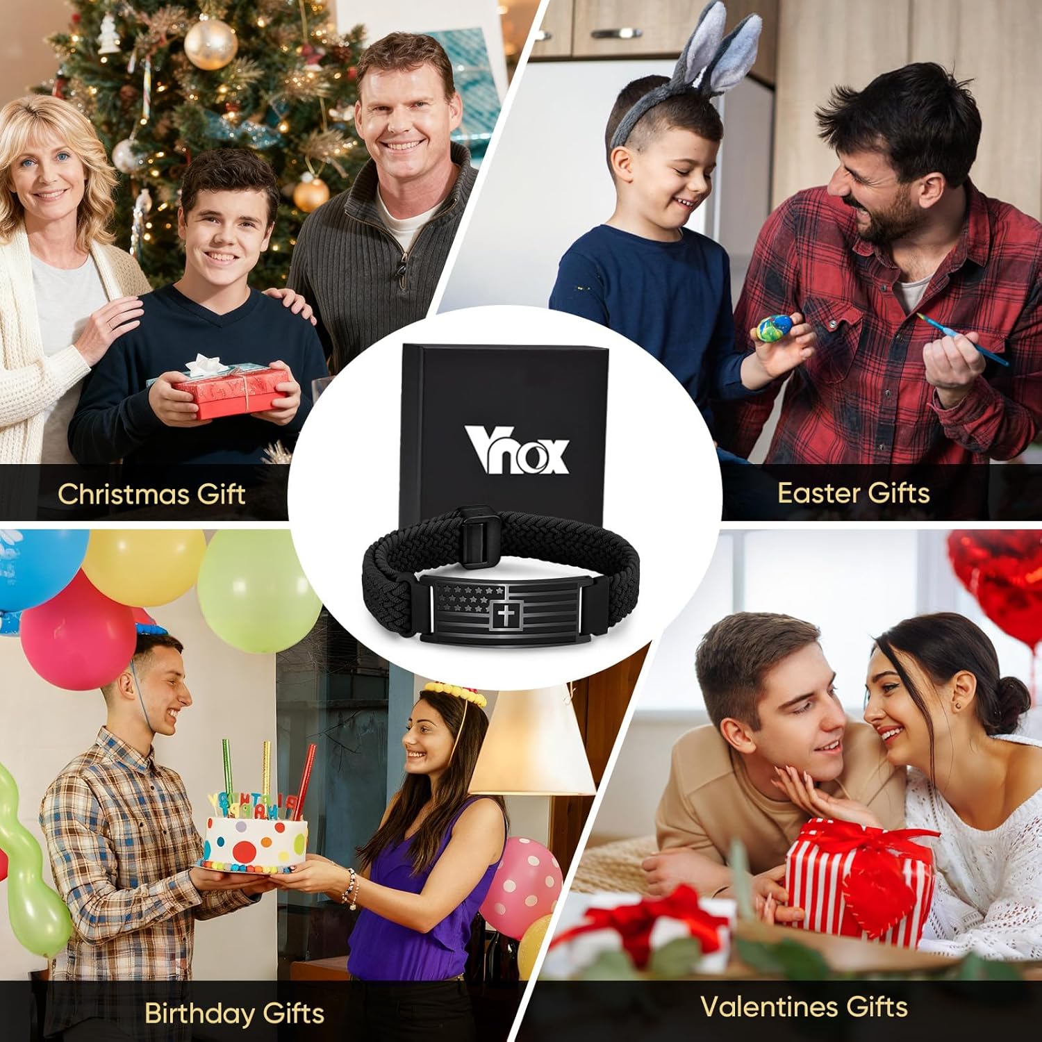 VNOX American Flag Cross Bible Verse Bracelet for Men Teen Boys Kids Stocking Stuffers,Religious Christian Jewelry Mens Easter Valentines Baptism Birthday Gift Ideas - Image 8