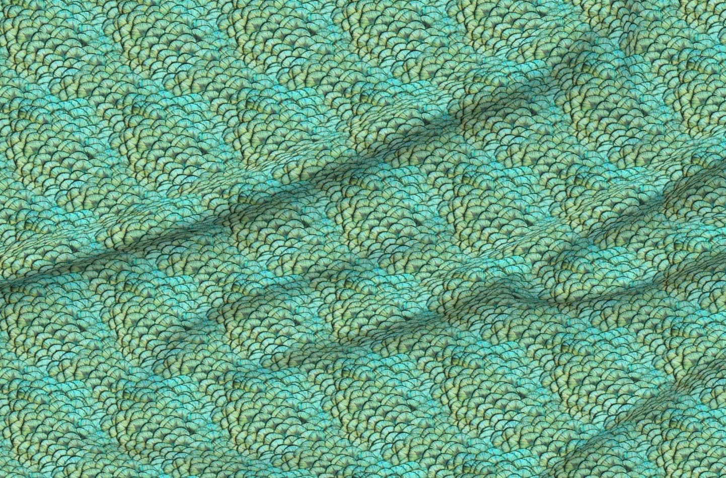 Spoonflower Fabric - Peacocks Peacock Feather Bird Mermaid Scales Aqua Emerald Dragon Printed on Minky Fabric by The Yard - Sewing Baby Blankets Quilt Backing Plush