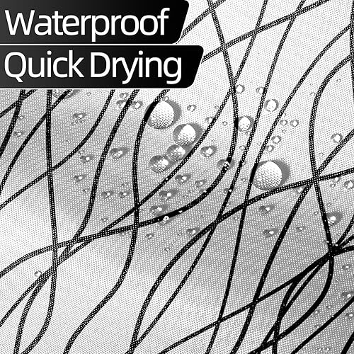 Miniatura 125 de Cortina de ducha pequeña a rayas gris claro degradado para baño, 36 x 72 pulgadas, juego de cortina de ducha geométrica para cabina de RV con Gris