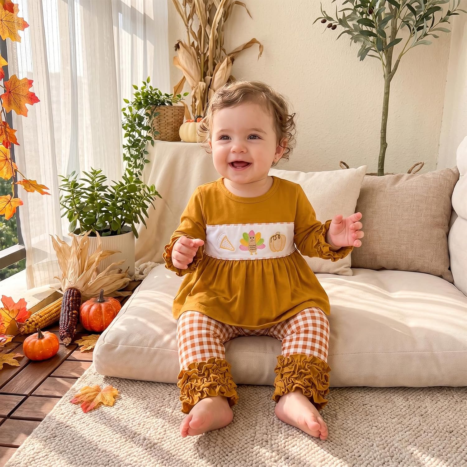 BemeyourBBs Toddler Baby Girl Outfit Shirts Tunic Top and Ruffle Pants Set image 3