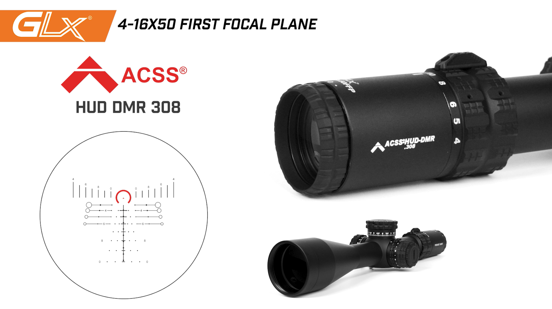 実物 primary arms glx 4-16x50 hud dmr PRIMARY ARMS, PA-GLX-4-16X50F-HUD-308, GLX4 4-16x50 FFP HUD DMR