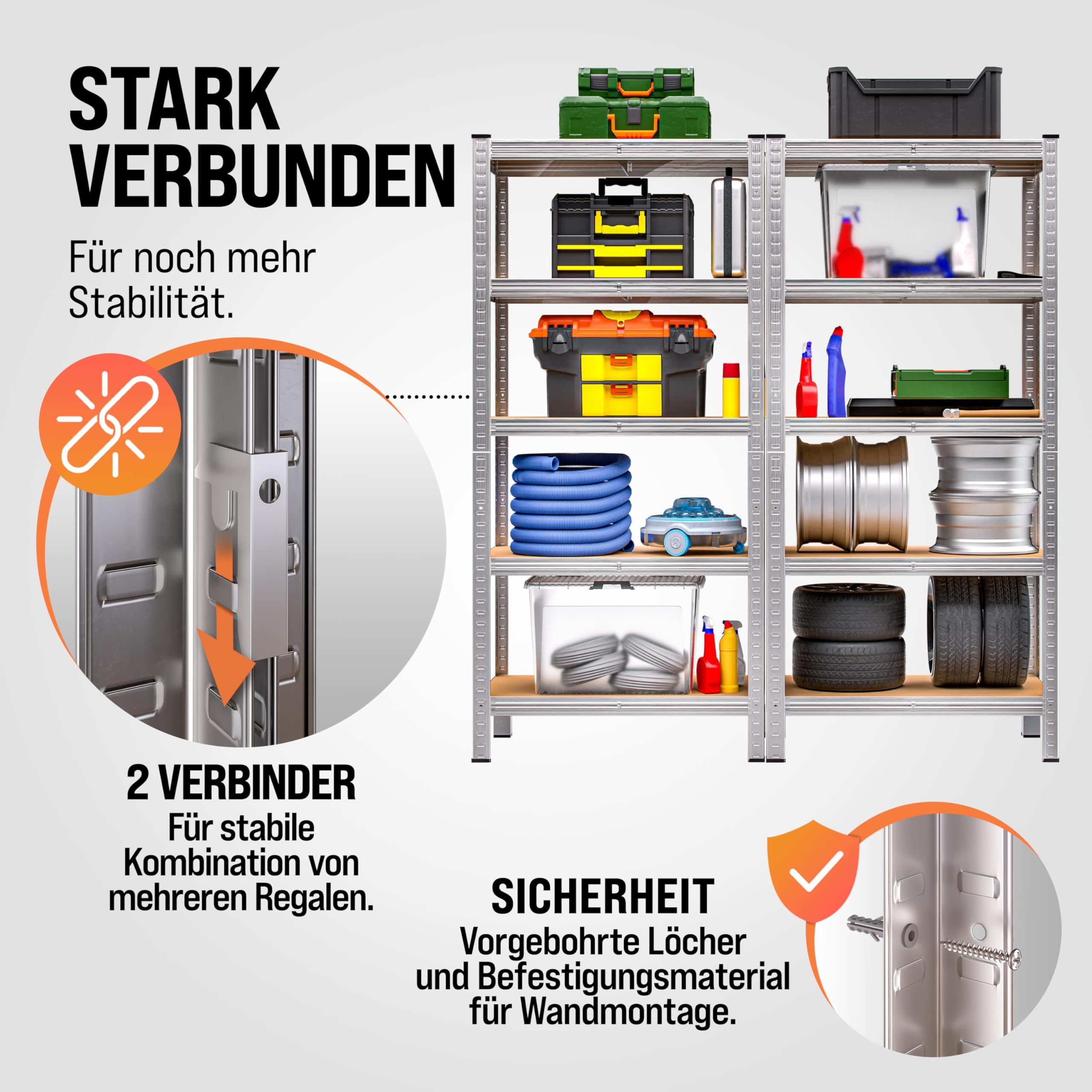 Monzana® 2X Schwerlastregal XL 180x90x60cm 1750kg 5 MDF-Platten Regal Lagerregal Kellerregal Steckregal Werkstattregal