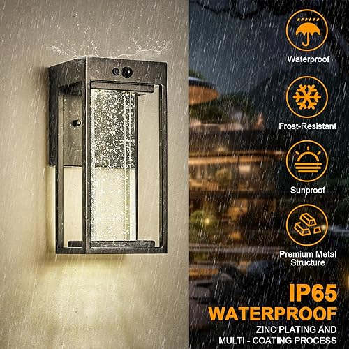 Miniatura 7 de Lámpara solar de pared para exteriores con 3 modos de sensor de movimiento, aplique exterior de cristal con 4000 K 250 lm LED luz exterior para casa