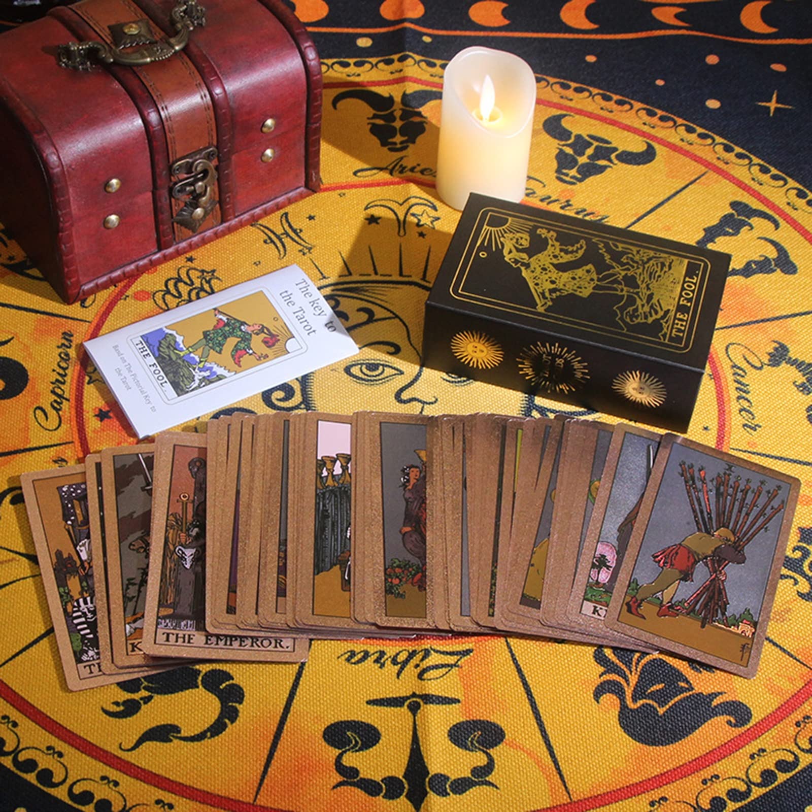 Jeu de cartes de tarot for débutants, jeu de cartes de tarot, jeu de tarot classique avec guide for débutants, cartes de tarot originales en PVC imperméable avec boîte for raconter l'avenir, jeu de di