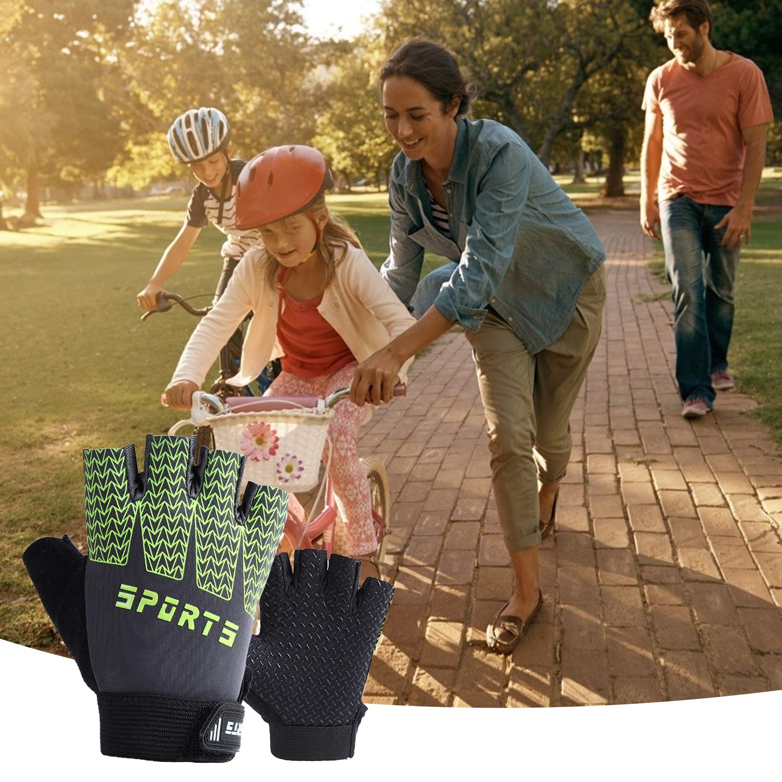 Guanti Bici Bambino Mezza Dita - Lycra Con Silicione Antiscivolo, Per Ciclismo E Sport Estivi - Foto 6