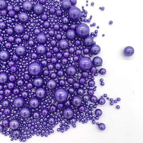 Weraru Azúcar comestibles con perlas moradas y caramelos, tamaño de mezcla para hornear, decoraciones comestibles, cupcakes, decoración de galletas,