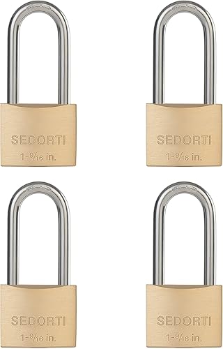 Candado resistente a la intemperie con grillete largo de acero inoxidable 304 y cuerpo de latón macizo, 1-916 pulgadas de ancho, 4 candados con la