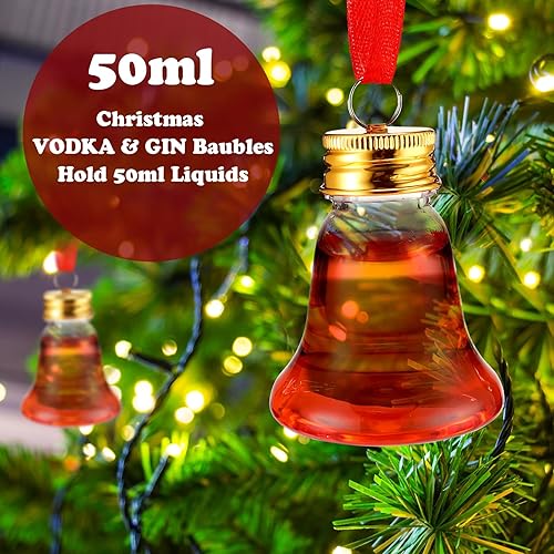 Miniatura 4 de Bolas de alcohol de Navidad, adorno de vidrio de chupito, adornos de plástico rellenables para botella de agua de Navidad transparente, bombillas